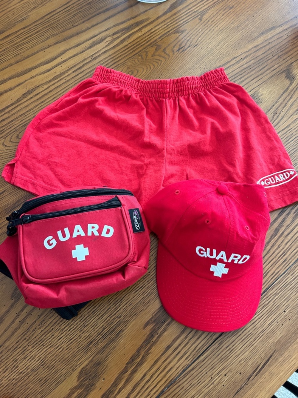Augusta Sportswear Red Lifeguard Shorts with Matching Red Cap and Waist Pack/9